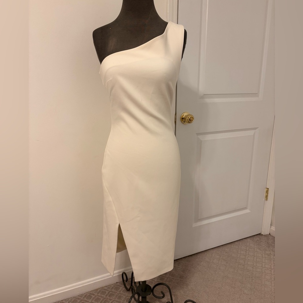 Likely Ivory One Shoulder Midi Dress. Size 4.